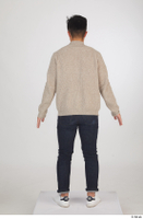  Yoshinaga Kuri blue jeans brown sweater casual dressed standing white sneakers white t shirt whole body 0005.jpg